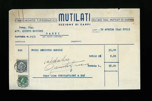 LETTERE COMMERCIALI STABILIMENTO TIPOGRAFICO MUTILATI CARPI 1940 - Picture 1 of 1