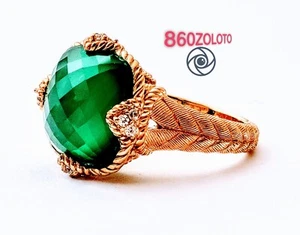 GORGEOUS NEW J. RIPKA GOLD CLAD over 925 SILVER RING with MASSIVE EMERALD. NWOT - Picture 1 of 10