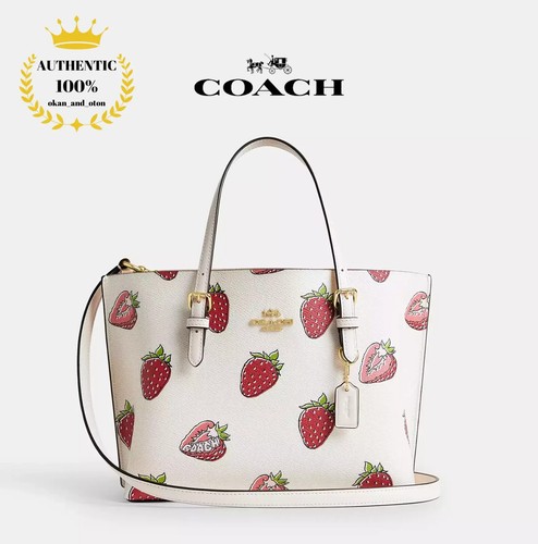 ❤️ Borsa Coach Mollie Tote Bag 25 stampa fragola CAL66 gesso multi 2 vie tracolla