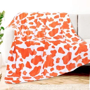 Orange Soft Fleece Throw Blanket Cozy Blanket for Bed Couch All Seasons - Picture 1 of 6