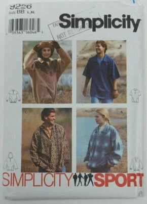 Simplicity 9226 Misses, Men's & Teens Pullover Top Sewing Pattern Sizes Lg Xl - Image 1 of 3