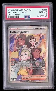 Paldean Student - 2024 Pokemon Paldean Fates Ultra Rare #231 - Graded PSA 8 - Picture 1 of 2