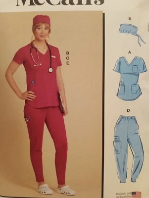 Scrubs Sewing Pattern Stretch Knit Scrub Top Sewing Pattern Pants Scrub Cap 8421 - Image 1 of 2