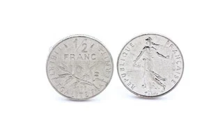 Manschettenknöpfe Original Münze " Frankreich " Half Franc Semeuse - Bild 1 von 3