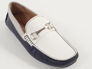 Nuevo Mocasín Iceberg Cuero Blanco y Azul Hecho en Italia Talla 41 EE. UU. 8 - Imagen 1 de 7