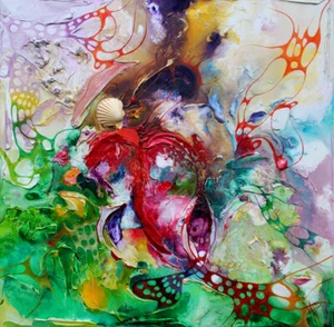 MODERNE MALEREI Strukturgemälde " HAPPY PLANET " Bild Kunst von Bozena Ossowski - Bild 1 von 12