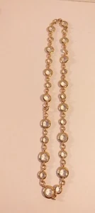 GOLDTON METALLKETTE MIT LÜNETTE GESCHNITTENE GLASKRISTALLSTEINE - Bild 1 von 12