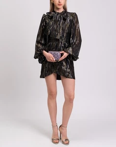 RRP€1466 PETER PILOTTO Silk & Lurex Mini Dress UK8 US4 IT40 S Bow Made in Italy - Picture 1 of 7