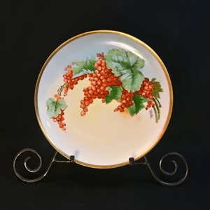 Limoges Haviland Cabinet Plate 8 5/8" Currants w/Leaves 1894-1931 Orange w/Gold - Picture 1 of 10