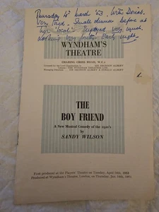 The Boy Friend 1953 Wyndham’s Theatre Programme Sandy Wilson Vintage Musical - Picture 1 of 3