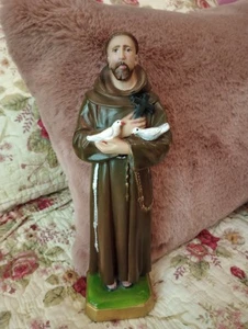 11" Chalkware St. Francis Statue By Columbia Statuary Made In Italy - Picture 1 of 6