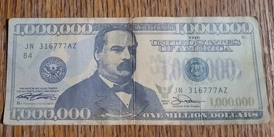 Rare $1,000,000 Grover Cleveland One Million Dollar Bill 2005 Novelty Fake Note - Image 1 of 4