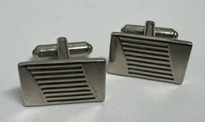 Vintage Herren Silber Ton Hickok Mid Century Design Manschettenknopf Set - Bild 1 von 3