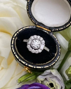 Anillo de Compromiso Margarita Diamante Laboratorio Art Deco 1.85 Diseño Floral Racimo Vintage - Imagen 1 de 6