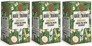 Heath And Heather Organic Green Tea & Coconut - 20 Bags (Pack of 3)