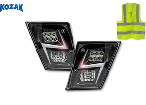 Fog Lights Black Housing Full LED Pair Compatible with Volvo VNL 2004-2017 - Foto 1 di 9