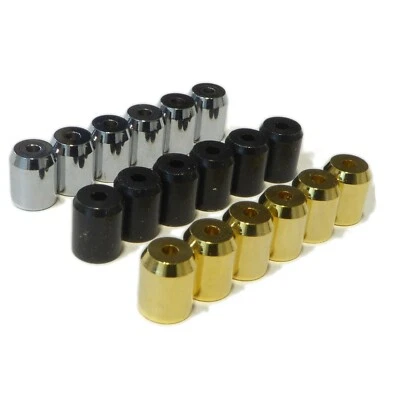 BLACK DOG MUSIC Set of 6 Guitar String Ferrules 8mm, in Chrome, Black, or Gold