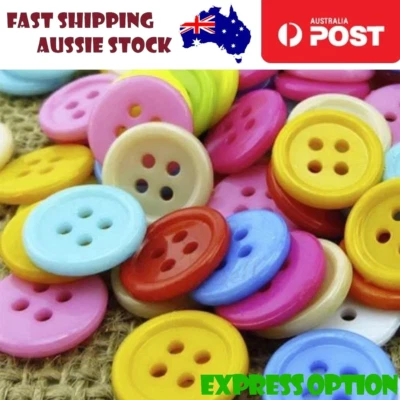 25x Mixed Colour Buttons 12.5mm 4-Hole Round Shape Plastic Resin Holes Sewing DI - Image 1 of 2