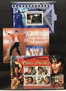 Elvis Presley - American Singer - 3 S/S stamps Timbres - Francobolli MNH** Alb.9 - Picture 1 of 1