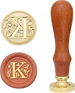 Wax Seal Stamp, Classic Alphabet Initial Wax Sealing Stamp Brass Head Wooden Han - Picture 1 of 7