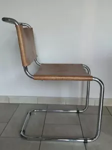 Knoll Spoleto Chair Ufficio Tecnico 1971 Freischwinger Bauhaus Leder Natur - Bild 1 von 9