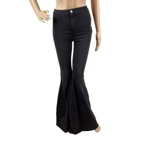 Free People We The Free Just Float On High Rise Flare Jeans Size 25 Washed Black - Picture 1 of 7