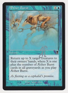 Silver Signed AEther Burst LP Odyssey Artist Adam Rex 2001 WOTC MTG Magic Blue! - Picture 1 of 2