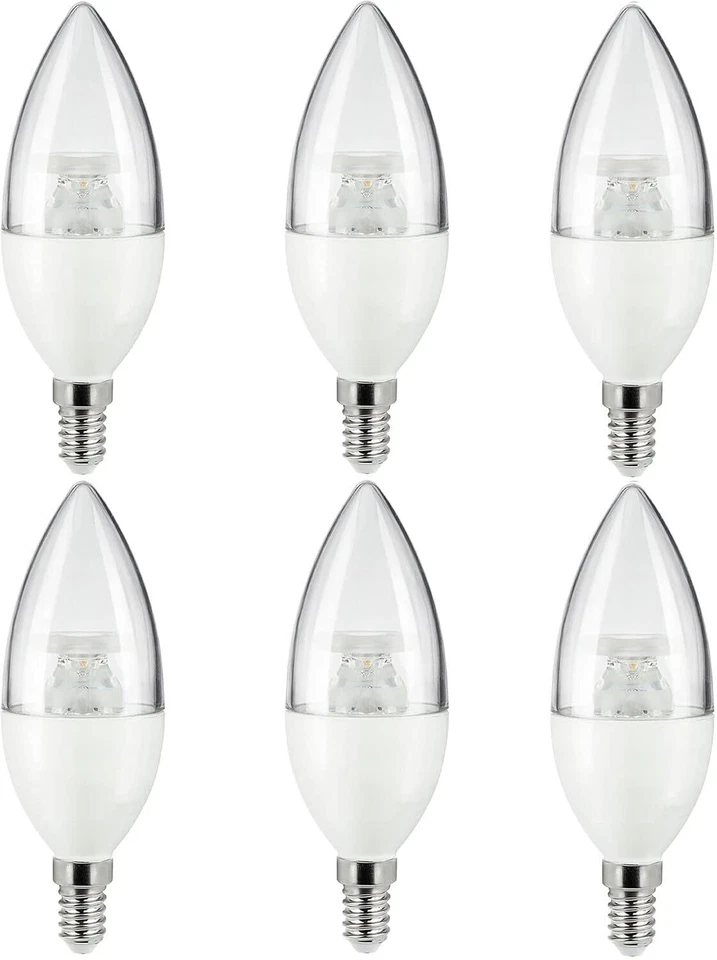 6Pack E14 LED Candelabra European Light Bulb, 5W (40W), 2700K, Torpedo Tip - Image 1 of 1