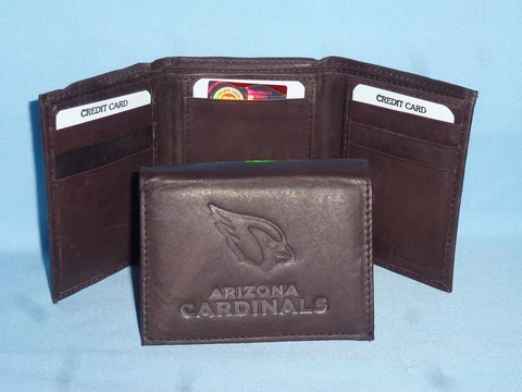 ARIZONA CARDINALS   Leather TriFold Wallet    NEW    dkbr 3  m1 Cover