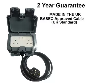 Exterior Double Plug Socket 1m - 30m | Outside/Outdoor Extension Lead  IP66 - Picture 1 of 7