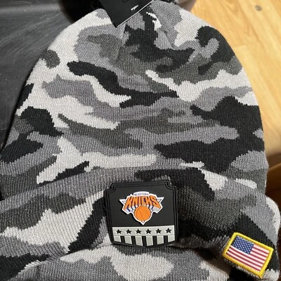 New York Knicks Baloncesto Tejido Invierno Sombrero Camuflado Negro Gris Adulto Talla Única Foto 1 de 3