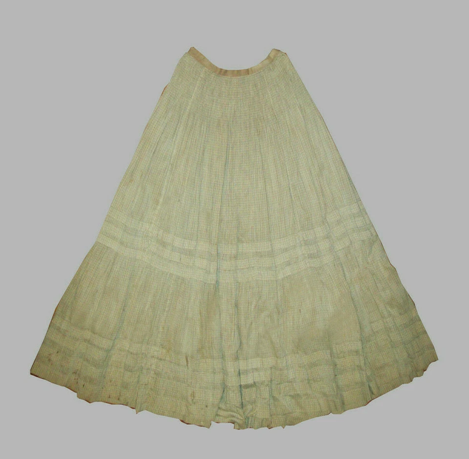 Antigua enagua de colección de la década de 1890 hecha a mano elegante deslizable increíble trabajo pliegues hechos en casa Foto 1 de 4