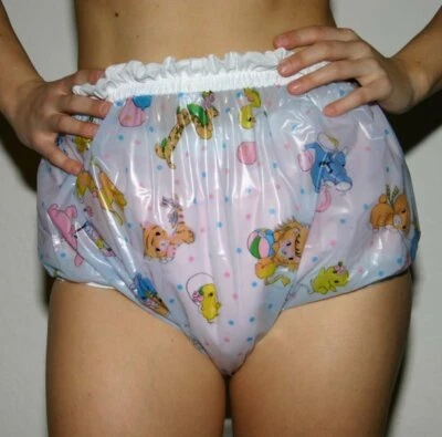 PVC Verrouillable Couche-Culotte En Adult Baby Gr. S-2XL Bleu Motif Enfants - Photo 1/2