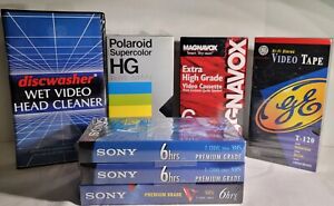 VHS set of 6 BLANK tapes and VHS Head Cleaner Video T120 6-hour High Grade Sony