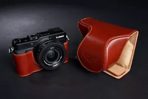 Handmade Genuine real Leather Full Camera Case bag Cover for Panasonic LX100 - Picture 1 of 11