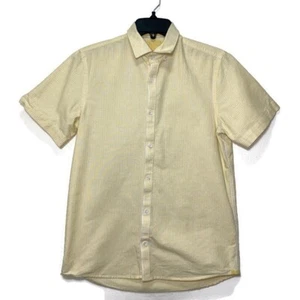 Zara Man Button Down Casual Short Sleeve Regular Fit Shirt Size Small Yellow - Picture 1 of 7