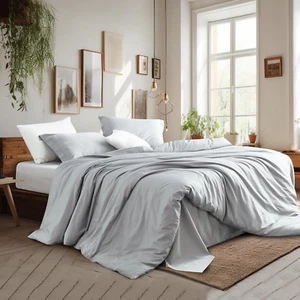 Queen Duvet Cover Set 100% Egyptian Cotton, 3Pcs Bedding Set- 1 Duvet Cover(No I - Picture 1 of 9