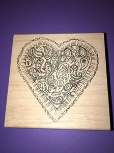 LOCKHART Rubber STAMP COMPANY stamps Paisley Heart - Picture 1 of 1