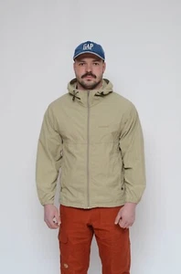 Montbell Men's Beige Nylon Light Hooded Full Zip Jacket Size S - Picture 1 of 20