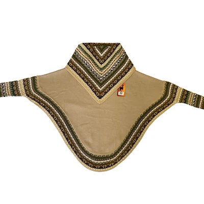PONCHO ABRIGO CAPA BEIGE MUJER ALPACA ANDINA HECHO A MANO M Foto 1 de 4