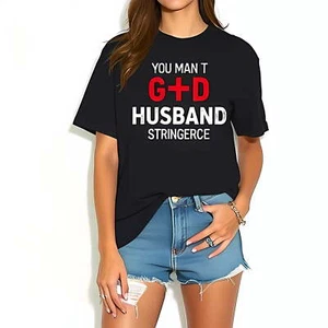 Oversized Black T-Shirt for Women - "YOU MAN T G+D -All cotton - Picture 1 of 4
