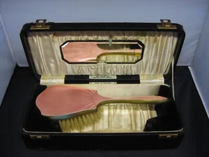 Vintage England Real Enamel on Genuine Silver Deposit Vanity Set Hair Brush - Picture 1 of 14