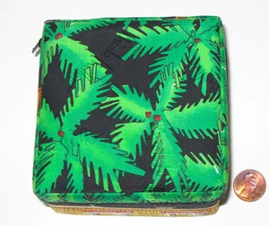 NICOLE MILLER PALM TREES TROPICAL BAR 100% SILK ZIPPERED TRINKET/STORAGE BOX -VG - Picture 1 of 7