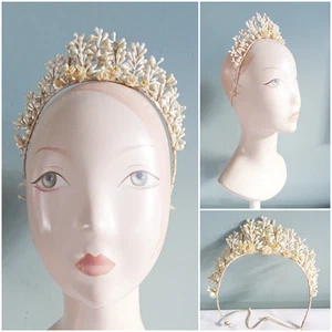 Vintage Wedding Headdress 1930s Crown Tiara Wax Blossom Flowers Bride Bridal 30s - Picture 1 of 22