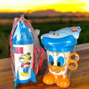 Vintage Disney Mickey Mouse Rocket Ship & Donald Duck Fun Mugs New SEALED!! - Picture 1 of 7