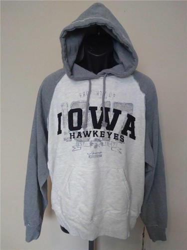 OFF WHITE Felpa con cappuccio uomo Iowa Hawkeyes taglia S small avorio e grigio J. America nuova