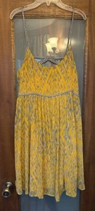 Free People Women Chiffon Mini Bright Yellow Dress w Braided Spaghetti Strap-M - Picture 1 of 9