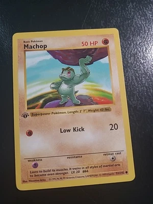 Machop 52/102 1999 1st Edition Base Set Shadowless Pokemon Card Vintage - LP+ - Image 1 of 2