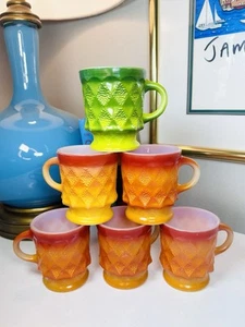 Set of 6 Vintage Fire King by Anchor Hocking Kimberly Mugs 3.75” - Picture 1 of 16