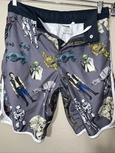 Star Wars swim trunk boardshort men Medium all polyester drawstring/zipper - Picture 1 of 7